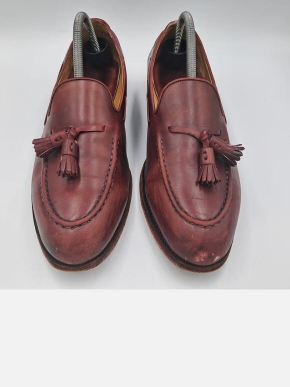 Meermin Burgundy Tassel Leather Loafers